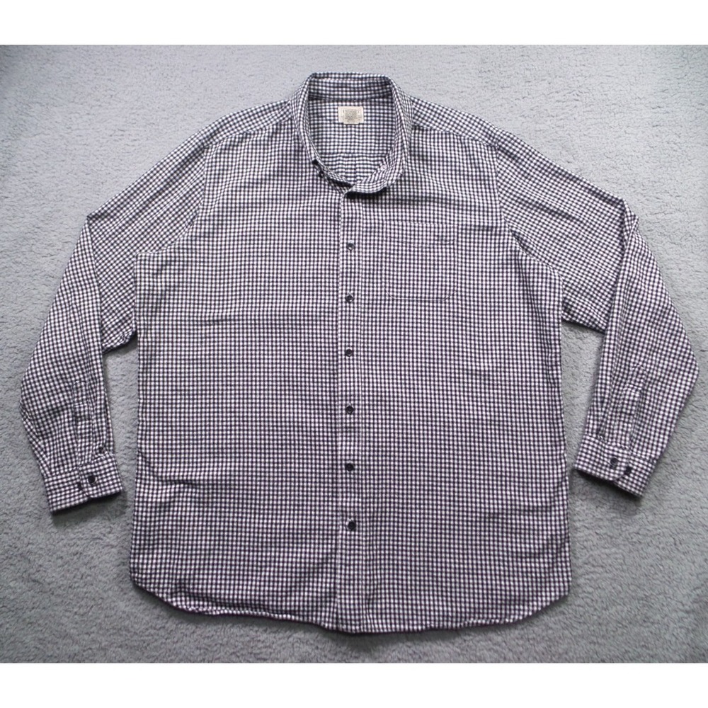 LL Bean Shirt Mens Size XXL Tall Black White Check Flannel Button Up Traditional